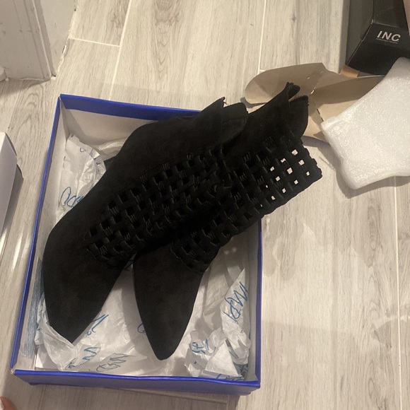 Booties.  Suede.  Really pretty and unique with little square cut out. - Picture 4 of 6